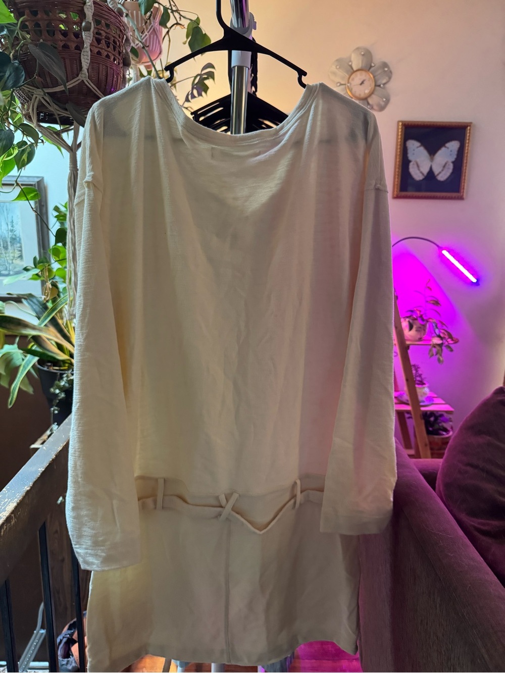 Cream Long-Sleeve Pocket Tunic Dress - Picture 2 of 4